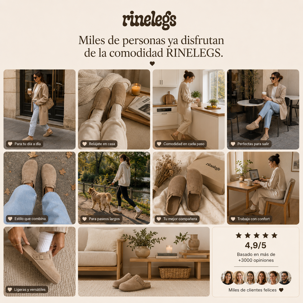 Rinelegs Zuecos de Ante — comodidad para todo el día